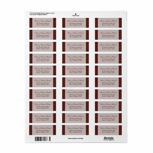 Royal Stuart Tartan Retouradreslabel Etiket (Full Sheet)