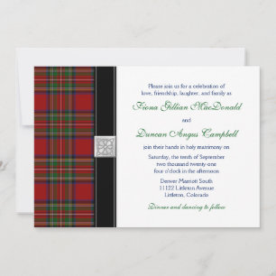 Royal Stuart Tartan Scottish Wedding Invitation Kaart