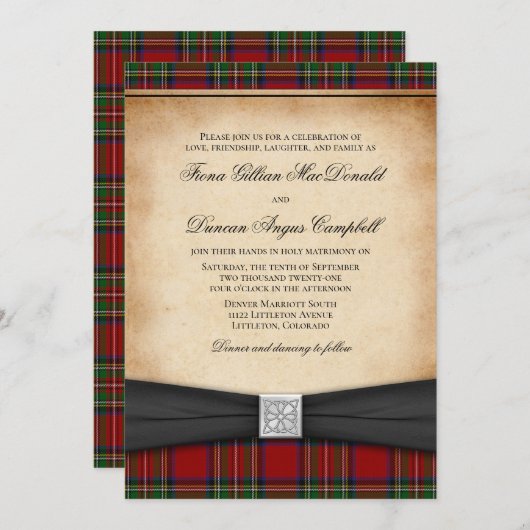 Royal Stuart Tartan Weddenschap Kaart (Voorkant / Achterkant)