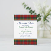 Royal Stuart Tartan Wedding Save the Date Kaart (Staand voorkant)