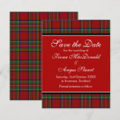 Royal Stuart Tartan Wedding Save the Date Kaart (Voorkant / Achterkant)
