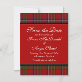 Royal Stuart Tartan Wedding Save the Date Kaart