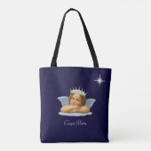 Royal Stylish Raphael Cherub op Navy Blue Tote Bag (Achterkant)