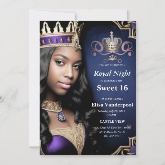 Royal Sweet 16 Invitation Kaart (Voorkant)