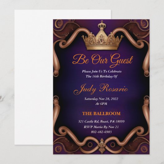 Royal Sweet 16 Kaart (Voorkant / Achterkant)