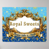 Royal Sweets|Blue & Gold Glitter Elegant Poster (Voorkant)