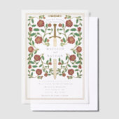 Royal Sword Floral middeleeuwse fantasie bruiloft Vellum Uitnodigingen (Offset)
