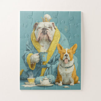 Royal Tea Time Dogs – Bulldog & Corgi Puzzel Legpuzzel