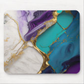 Royal Teal & Amethyst Marble with Gold Veins Muismat (Voorkant)