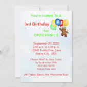 Royal Teddy Bear 3rd Birthday Party Kaart (Achterkant)