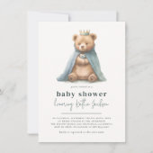Royal Teddy Bear Little Prince Boy Baby shower Kaart (Voorkant)
