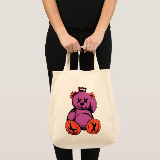 Royal Teddybeer in Paarse & Sinaasappel Tote Bag (Voorkant (product))