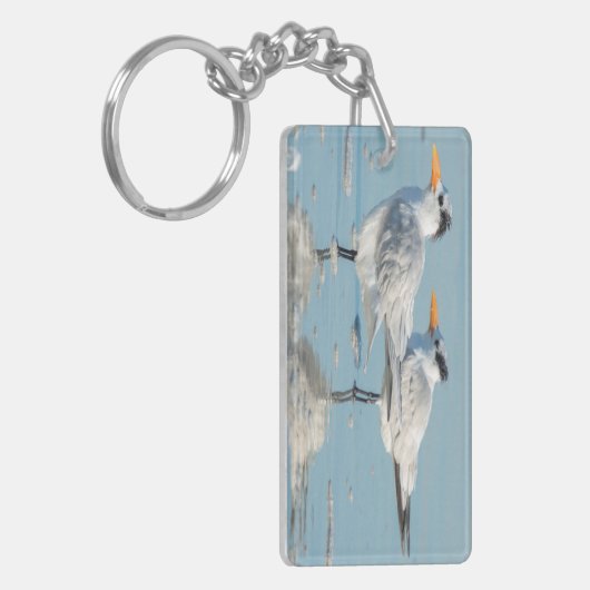 Royal Terns op strand Sleutelhanger (Voorkant Links)