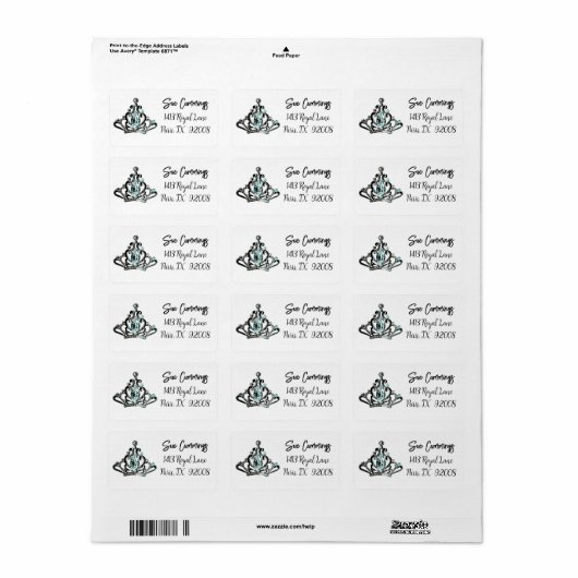 "Royal Tiara"-label Etiket (Full Sheet)