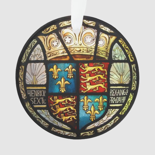 Royal Tudor Coat of Arms Henry VIII Glas in lood Ornament (voorkant)
