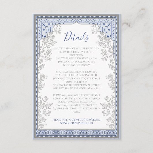 Royal Turkish Wedding Enclosure Card Informatiekaartje (Voorkant)