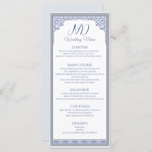 Royal Turkish Wedding Menu Kaart (Voorkant / Achterkant)