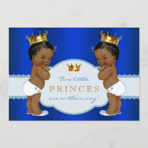 Royal Twin African American Prince Baby shower Kaart