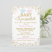 Royal Twins Gold Glitter Sprinkle Baby shower Kaart (Staand voorkant)