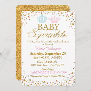 Royal Twins Gold Glitter Sprinkle Baby shower Kaart