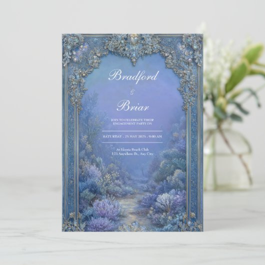 Royal Underwater Fantasy bruiloft uitnodiging (Staand voorkant)