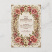Royal Victoriaans Bloemen Ornamenten Bruiloft Informatiekaartje (Voorkant)