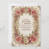 Royal Victoriaans Bloemen Ornamenten Bruiloft Kaart (Voorkant)
