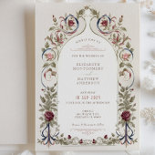 Royal Victoriaans Bourgogne Navy bruiloft uitnodig Kaart