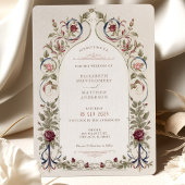 Royal Victoriaans Bourgogne Navy bruiloft uitnodig Kaart