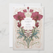 Royal Victoriaans Bourgondië Floral bruiloft Kaart (Voorkant)