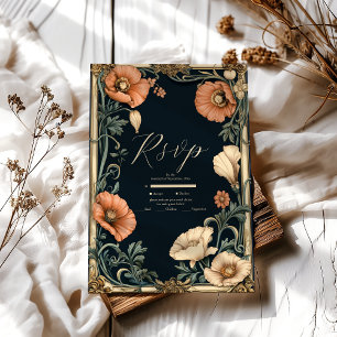 Royal Victoriaans bruiloft grillige bloemenbruilof RSVP Kaartje