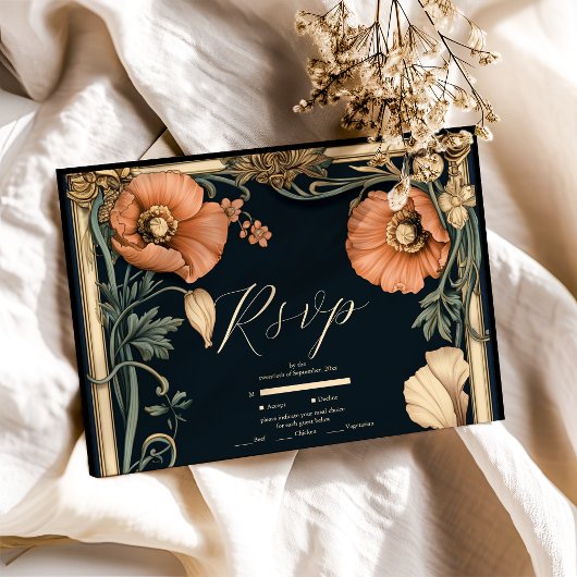 Royal Victoriaans bruiloft grillige bloemenbruilof RSVP Kaartje