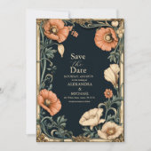 Royal Victoriaans bruiloft grillige bloemenbruilof Save The Date (Voorkant)