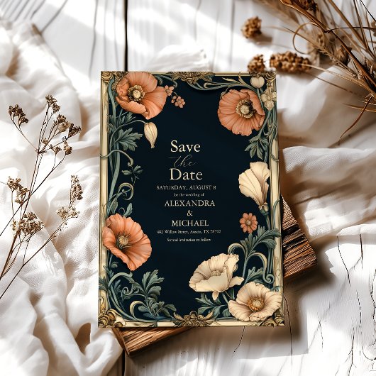 Royal Victoriaans bruiloft grillige bloemenbruilof Save The Date