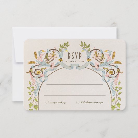 Royal Victoriaans Bruiloft RSVP  Bloemen Kaart (Voorkant)