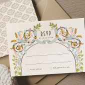 Royal Victoriaans Bruiloft RSVP  Bloemen Kaart