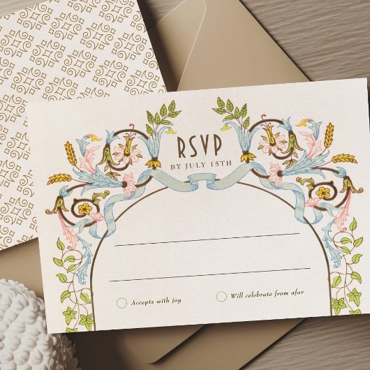 Royal Victoriaans Bruiloft RSVP Bloemen Kaart