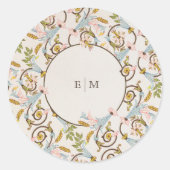 Royal Victoriaans Elegant Bloemen Bruiloft Ronde Sticker (Voorkant)