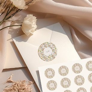 Royal Victoriaans Elegant Bloemen Bruiloft Ronde Sticker