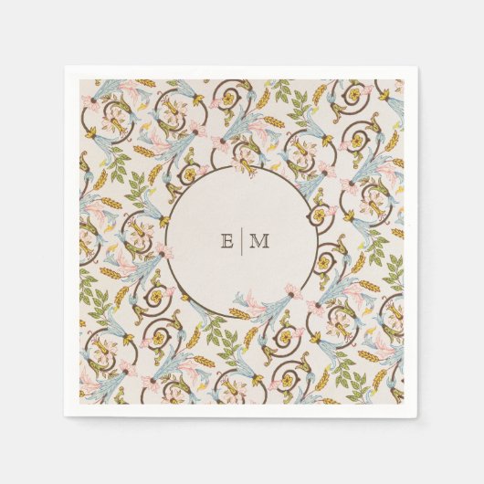 Royal Victoriaans Elegant Bloemen Bruiloft Servet (Voorkant)