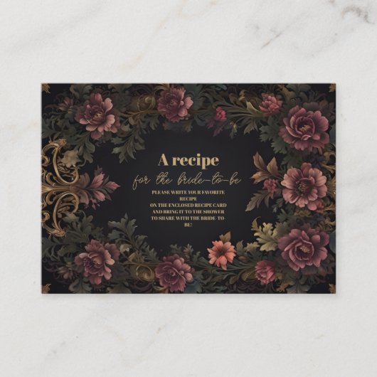 Royal Victoriaans Floral Gothic Bridal Informatiekaartje (Voorkant)