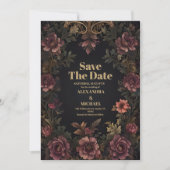 Royal Victoriaans Floral Gothic bruiloft Save The Date (Voorkant)