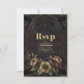 Royal Victoriaans Gothic Bloemen Bruiloft RSVP Kaartje (Voorkant)