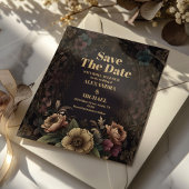 Royal Victoriaans Gothic Bloemen Bruiloft Save The Date