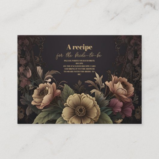 Royal Victoriaans Gothic Floral Bridal Informatiekaartje (Voorkant)