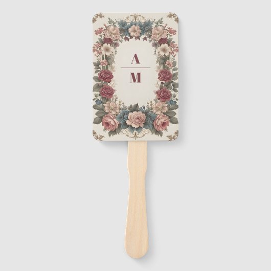 Royal Victoriaans grillige bloemenbruiloft Handwaaier (Voorkant)