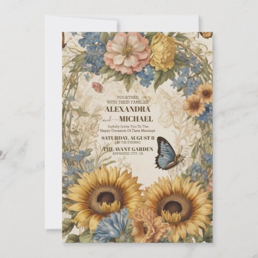 Royal Victoriaans Tuin Bruiloft Kaart (Voorkant)