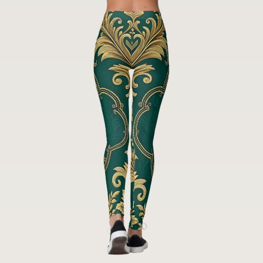 Royal Victorian Seamless Pattern – Golden Ornament Leggings (Achterkant)