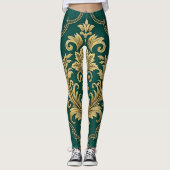 Royal Victorian Seamless Pattern – Golden Ornament Leggings (Voorkant)