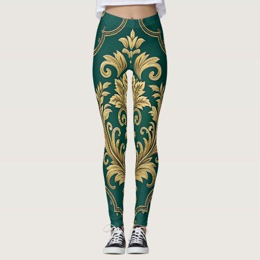Royal Victorian Seamless Pattern – Golden Ornament Leggings (Voorkant)